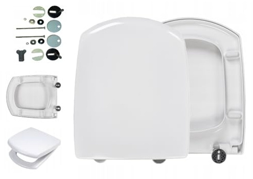Ramm Toilettensitz kompatibel mit Cersanit Carina, WC Sitz aus antibakteriellem Duroplast, Toilettendeckel mit Absenkautomatik Soft Close
