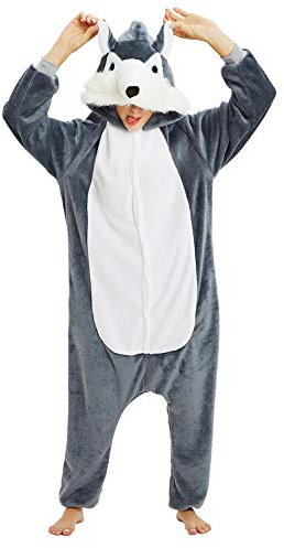 LATH.PIN Pyjamas Jumpsuit Erwachsene Unisex Tier Onesie Cosplay Halloween Karneval Kostüme Schlafanzug Damen Tierkostüme Winter (Wölfe, XXL)