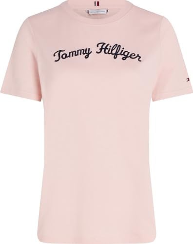 Tommy Hilfiger Women's REG Script C-NK SS S/S T-Shirt, Delicate Pink, XS