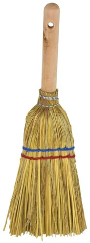 LINDER EXCLUSIV Handstrohbesen mit Holzstiel ca. 39 cm 2-Naht inkl. Aufhängung Kehrbesen