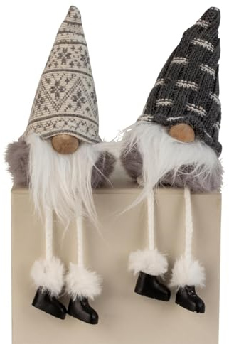 6 Stück Wichtel Plüsch Kantenhocker 23cm Weihnachtswichtel Weihnachtsdekoration Grau Weiß