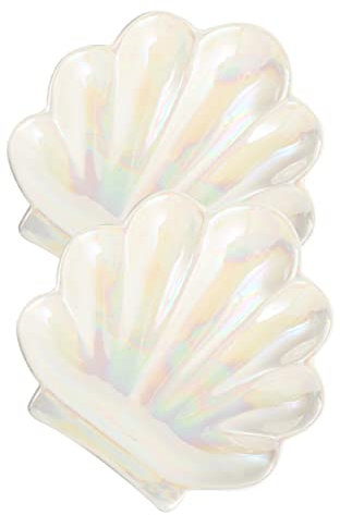 IMIKEYA 2stücke Keramik Schmuckschalen Mit Muschel Design Schmuckablage Für Ringe Ohrringe Schlüssel Tablett Für Schreibtisch Nachttisch Dekoration