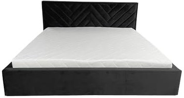 Ares Meble Modernes Boxspringbett 160x200 cm mit Gepolstertes Kopfteil - Samt Zwei-Personen Bett mit Stauraum für Schlafzimmer und Gästezimmer, Praktisch Möbel mit Groß Bettkasten: Schwarz