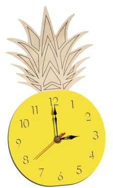 Zerodeko Cartoon-Wanduhr Wanduhr bürodeko genschenkideen wohnzimmerdeko Wall Clocks Stechuhren Kinnriemen für Schutzhelme Kinderuhr Cartoon-Acryl-Uhr DIY-Uhr Persönlichkeit Ananas Hölzern