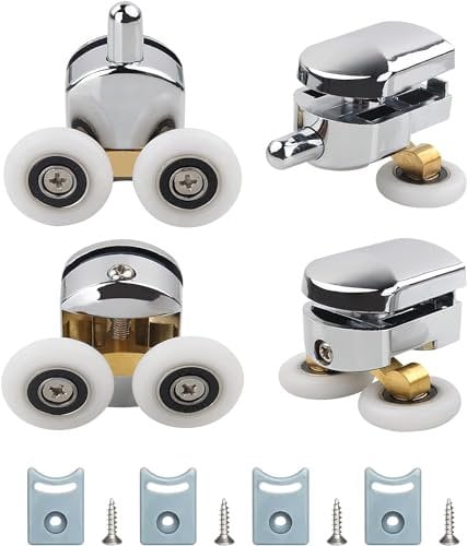 Clarmonde 4 rulli di ricambio per porta della doccia da 23 mm, ruote per vetro da 4-6 mm, accessori per box doccia (4 pezzi, 23 mm)