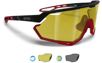 BERTONI Radfahren MTB Lauf Sportbrille für Männer Frauen in TR90 Photochrom Polarisiert Weitwinkelobjektiv mod. ALPHA