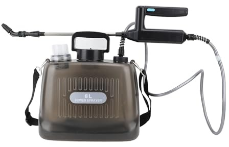 Pulverizador Eléctrico de Gran Capacidad de 8 litros, Pulverizador Automático Multifuncional para Jardín con Correa Ajustable para el Hombro, Pulverizador de Agua Portátil (Grey)