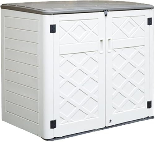 Gardebalcony Outdoor Rectangular Lockable Plastic Solid Storage Box, 3 Compartments, Waterproof, Holds Washing Machine, Garden Tools, Large Toys, Flowers