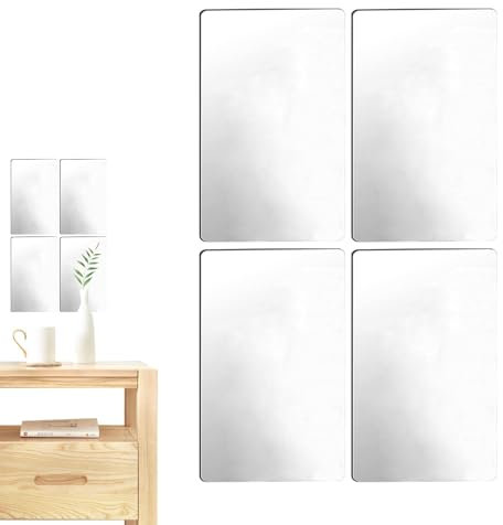 Novgorod Quadratische Spiegel für die Wand, Selbstklebende Spiegelfliesen | Reflektierende, Flexible Spiegelfolie, Selbstklebende Spiegel für die Wand,Rahmenloser Spiegel, Abnehmbarer Spiegel