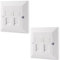 rhinocables CAT6 Ethernet Faceplate | Single 1, Double 2 & Quad 4 RJ45 Gang Wall Sockets | CAT 6 Setup for Printers, VoIP, Phones & More | Network Expansion for Home or Business (2 Port,Pack of 2)