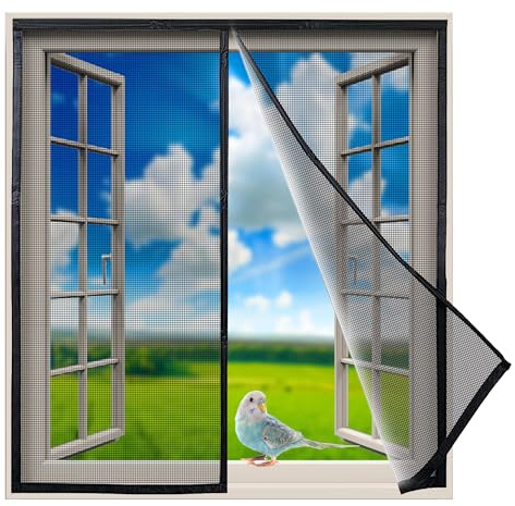 Mosquitera para Ventana de Terraza Magnetica 90x185cm Mosquiteras Correderas Magnética Automático Cierre magnético Que se Cierra automáticamente para Balcones Innovador, Negro