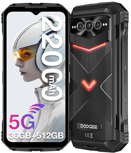 DOOGEE VMAX Plus Outdoor Handy Ohne Vertrag 5G, 512GB ROM 36GB RAM 22000mAh 6,58'' FHD+ 120Hz Outdoor Smartphone Android 14, 200MP+32MP+20MP Nachtsichtkamera Dual SIM/WiFi 6/Fingerabdruck/NFC/IP69K