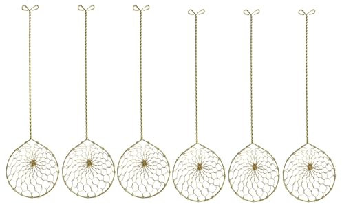 Goldyida 6 Stück Edelstahl Küchensieb mit Griffen Küchensieb Fondue Sieb Sieblöffel für Feuertopf Edelstahl-Sieb Kescher für Fondue Edelstahlsieb Schaumlöffel Ø 6.3cm L 23cm (golden)