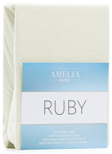 AmeliaHome Spannbettlaken 200x200-200x220 cm Frottee Baumwolle Spannbetttuch, Ecru