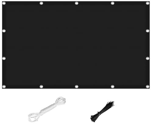 Sonnensegel Wasserdicht Sonnenschutz 3.6 x 10 m PES Polyester Reißfest Wetterfest Sonnenschutz-Beschattungstuch mit Ösen Und Kordel für Garten, Balkon Und Terrasse, Schwarz