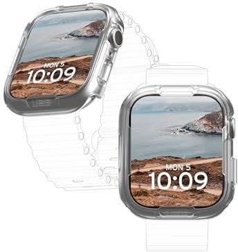 URBAN ARMOR GEAR UAG - Custodia protettiva rigida per Apple Watch da 45 mm, per iWatch Serie 9/8/7, trasparente, robusta, di grado militare, a prova di caduta