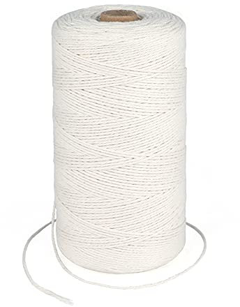 KINGLAKE 1.5mm Kordel Weiß,450M Baumwollschnur,Makramee Garn,Baumwollgarn Dünn,String Für Backen,Kochen in der Küche,DIY Basteln,Weihnachtsgeschen Kverpackung,Deko