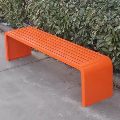 Banc Exterieur Jardin Metal sans Dossier Chaise De Parc en Acier Inoxydable Ne Craint Ni Le Soleil Ni La Pluie Pas D'assemblage Nécessaire Diverses Couleurs(Orange,120 * 40 * 45CM)