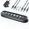 USB-Hub mit Stromversorgung, Atolla USB-Hub mit 7 Ports (6 SuperSpeed-Übertragungen + 1 Schnellladeanschluss) mit Schalter für beleuchtetes Symbol austauschbar und Adapter für 12 V/3 A für Windows,