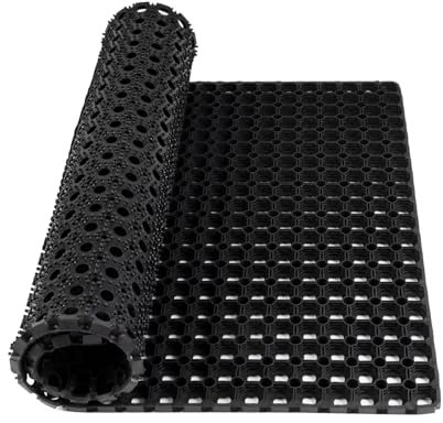 KARAT - Tapis caillebotis Professionnel en Caoutchouc - Tapis grattoir alvéolé - Tapis d'entrée résistant - Tapis de Chevaux - Dalle de Drainage Optimal - Octo Door, Épaisseur 23 mm - 100x200 cm