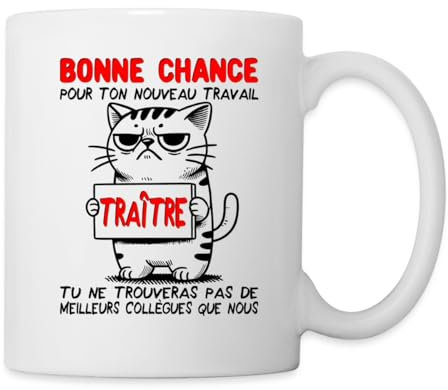 Spreadshirt Départ Collègue Travail Nouvel Emploi Cadeau Bonne Chance Mug Blanc, taille unique, blanc