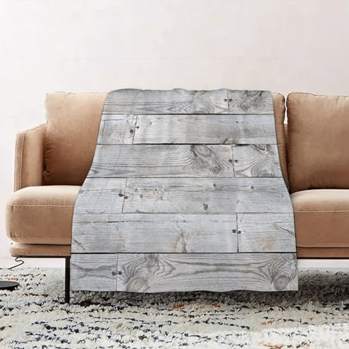 EOMKSE Kuscheldecke Flauschig Decke - weiche warme Fleecedecke 130x150cm als Decke Sofa,Graue Holzbretter mit Knoten,Wohndecke oder Couchdecke überwurf