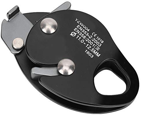 Keenso Kletterseil Grab, Selbstbremsstopp Descender Clamp Rettungsrettungsring Kletterausrüstung für 11-12,5 Mm Seil (Black)