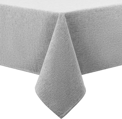 smiry Leinenoptik Tischdecke Flanellrücken Eckig 80x80cm, Hellgrau | Abwaschbar, Lotuseffekt, Leinenoptik, Wasserabweisend