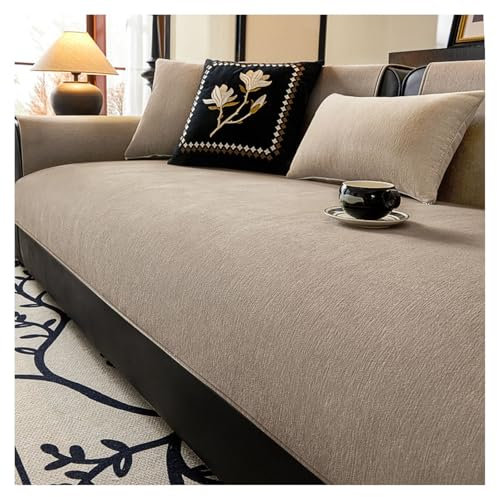 Couch Überzug Weiche Chenille für Ecksofa: Weiche Sofa Überzug für 1 2 3 4 Sitzer Sofabezug Anti Rutsch Sofa Schutzhülle für L Form U Form Sektionssofa Hund Katze Sofaschoner(Brown 1,90*210cm)