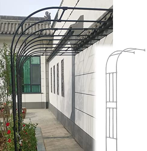 HFVUYAR Weißer Gartenlauben mit robustem Eisengitter zur Pflanzenunterstützung, 90 x 240 cm, 2,9 x 7,9 Fuß, halbseitiger Bogen für die Wand, ideal für Gartenpflanzen, robust und langlebig