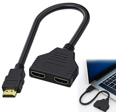 1PCS HDMI Splitter 1 in 2 Out HDMI Splitter for Dual Monitors Seamless Switching High-Speed 4K 30Hz Support HDCP-Compatible Distributor for Gaming PC TV Projector (HD/LCD/DVD)