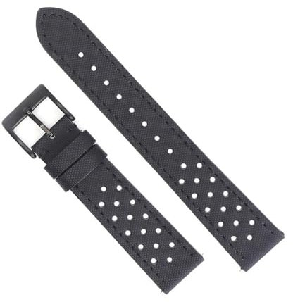 NBCNZCTSAS Rally-Uhrenarmband, Schnellverschluss, langlebiges Uhrenarmband aus Segeltuch und Leder, 18 mm, 19 mm, 20 mm, 22 mm, Uhrenarmband-Zubehör, perforierter Gürtel(Black black line 2,20mm)
