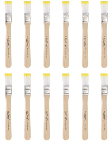 sourcing map 20pcs Small Paint Brushes 0.4 Flat Paint and Chip Nylon Brushes with Wooden Handle for DIY Art Painting Furniture Cabinet Fences Deck Wall Door Trim, Yellow