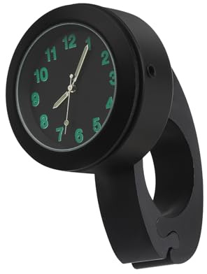 DAWRIS Motorrad Uhr Lenker, Aluminiumlegierung wasserdichte Halterung Motorrad-Uhren für Lenker, Nachtleuchtende Fahrrad Uhr für 22–25 mm Griffe, Schwarz