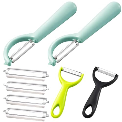 8-teiliges Set Schäler Gemüse Mit 2 P-Schälern, 2 Geraden Schälern Und 4 Austauschbaren Edelstahlklingen, Praktische Küchenhelfer Für Gemüse Und Obst, 15,2 X 3,5 X 2 Cm
