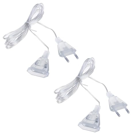IBXWMNG Lot de 2 Rallonge Electrique 5m Transparente Prise Européenne Rallonge Électrique Transparente pour Guirlande Lumineuse LED Accessoires d'Éclairage Intérieur