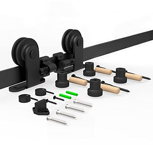 304cm/10FT Schiebetürsystem Zubehörteil Laufschiene Schiebetürbeschlag Holzschiebetür Komplettset Schiebetür Schiene Set Schwarz/sliding barn door hardware