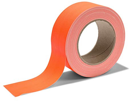 Gewebeband Gaffa, 50 mm x 25 m, Neonorange Matt | PE-beschichtetes Gewebe mit stark haftendem Kautschuk-Klebstoff; Neonfarbe für Markierung, Bühne, Atelier und Werkstatt