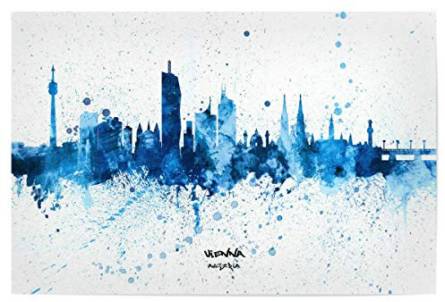 artboxONE Poster 30x20 cm Städte Vienna Austria Skyline SplashBlue - Bild Vienna City Cityscape