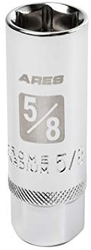 ARES 11020-5/8-inch 3/8-inch Drive Magnetic Spark Plug Socket - Powerful Magnet Retains Spark Plugs - Heat Treated Chrome Vanadium Steel - High Visibility Markings