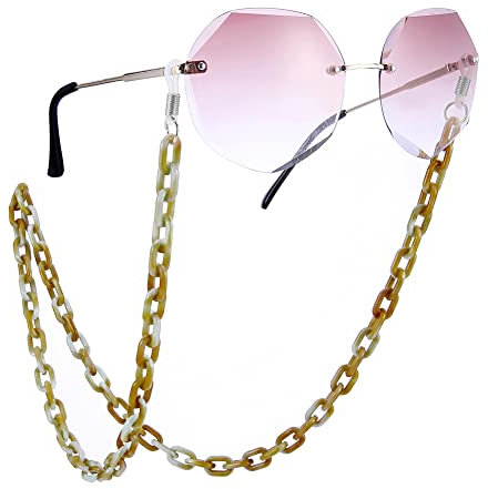 EUEAVAN Gesichtsmaske Halter Kette Acryl Brillenkette für Frauen, Mode Acetat Brillenkette Sonnenbrille Kette - Braun -