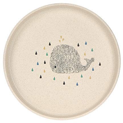 LÄSSIG Plato infantil Kids Plate Vajilla para niños sin BPA, para lavavajillas y microondas/Plate PP/Cellulose Little Water Whale