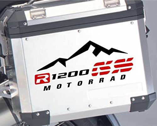 2pz Adesivi Compatibili con Valigie Laterali compatibili con R 1200 GS e ADVENTURE Touratech Givi (nero-rosso)