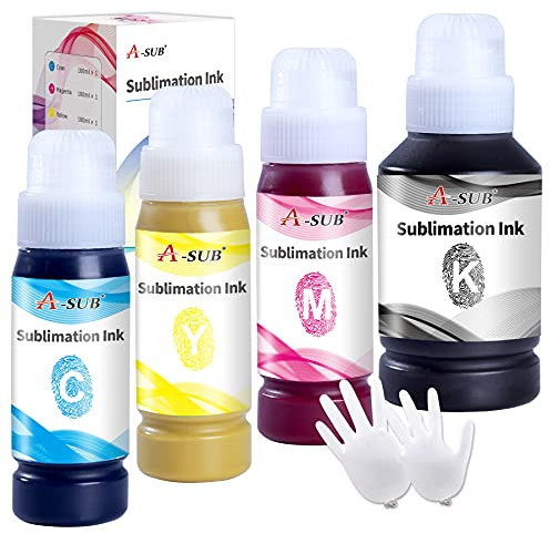 A-SUB 420 ml Sublimationstinte Nachfüller für Epson-Drucker, einfaches Befüllen für EcoTank-Drucker der Serie ET1800 ET2700 ET2800 ET3700 ET3800 ET4700 ET4800 ET5800 ET14100 ET16100 ET16600