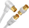 Cable de antena de TV de ángulo recto flexible RL, con adaptador de extensión extralargo, cobre, baja pérdida para TV, cable coaxial blanco de 1 metro