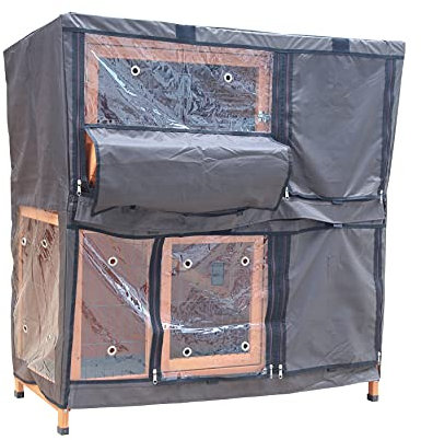 BUNNY BUSINESS Doppeldecker-Stall für Kaninchen/Meerschweinchen, 104,1 cm, 2-stöckig, mit verschiebbaren Ablagen und Rampe (nur Abdeckung)