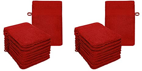 Betz 20 Stück Waschhandschuhe Waschlappen Premium Größe 16x21 cm 100% Baumwolle Farbe dunkelrot