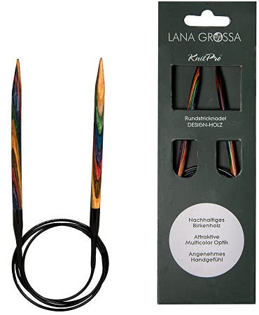 Lana Grossa Rundstricknadel Design-Holz | Stricknadeln aus Birkenholz, ergonomisch & farbig | Ideal für Pullover, Schals, Mützen & weitere Rundprojekte 100/6,0
