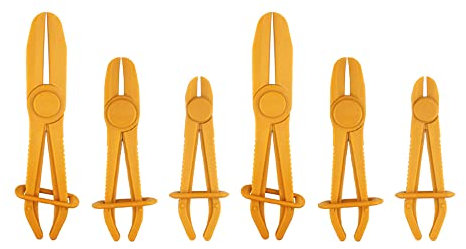 Schlauchklemmenzange, CJBIN 6 Tlg Klemmzange, Schlauchklemmen Zangen Set, Schlauch Abklemmzange, Schellenzange Kfz, Abklemmen Zange Set zum Abklemmen von Kühlschläuchen,Brems- und Benzinleitungen,Gelb