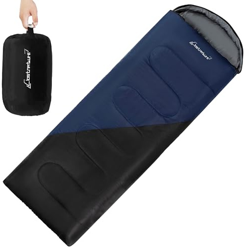 Clostnature Leichter Camping Schlafsack, 3-4 Jahreszeiten Deckenschlafsack | Outdoor Schlafsack Kleinem Packmaß, Schlafsäcke für Erwachsene, Sommer, Winter, Warm, Packsack, Reisen(Reißverschluss links)